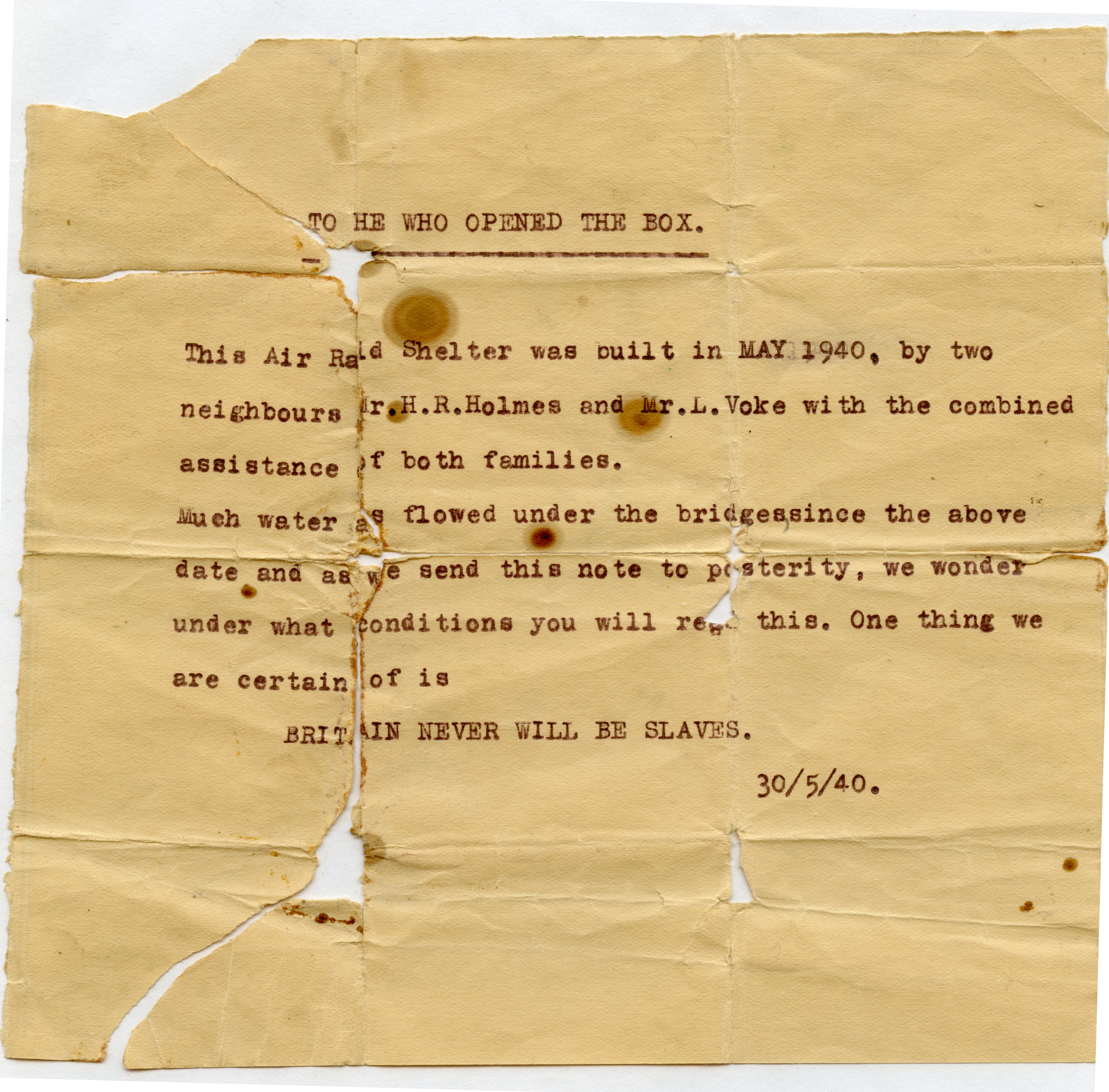scan of a typed letter dated May 1940