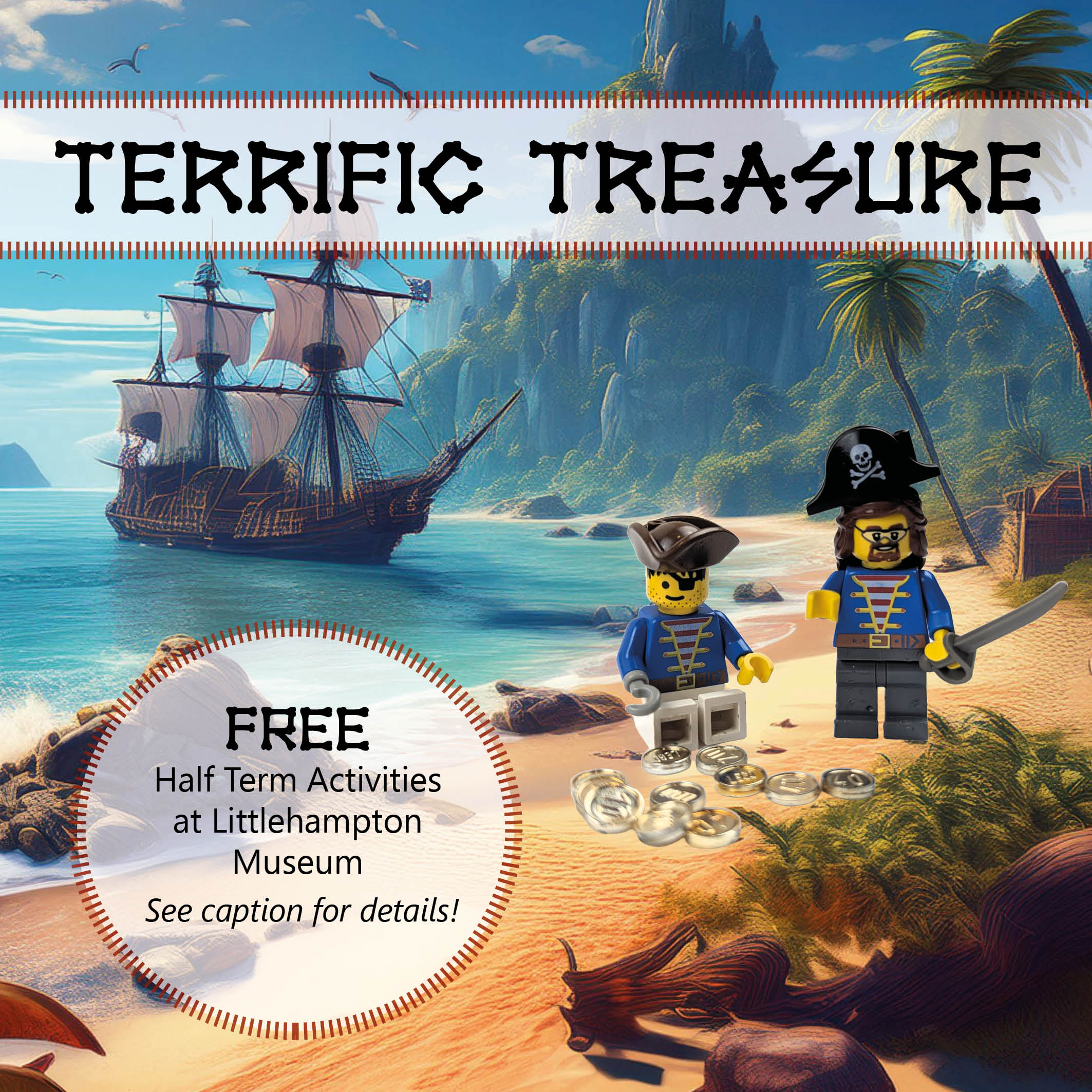 poster for Terrific Treasure featuring pirates and a pirate ship